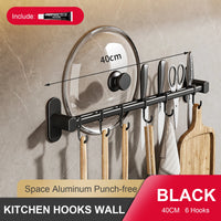 Wall Mounted Kitchen Hook Rack - No-Punch Installation for Utensil Storage 9