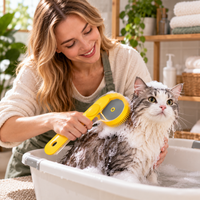 SUDSNESTA – Cepillo de baño para mascotas con dispensador de champú incorporado