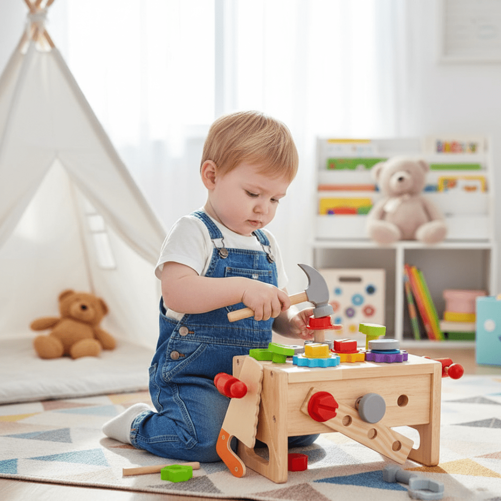 WoodCraft Kids Toolbox - Multifunctional Workbench for Creative Play & Motor Skills Development 0