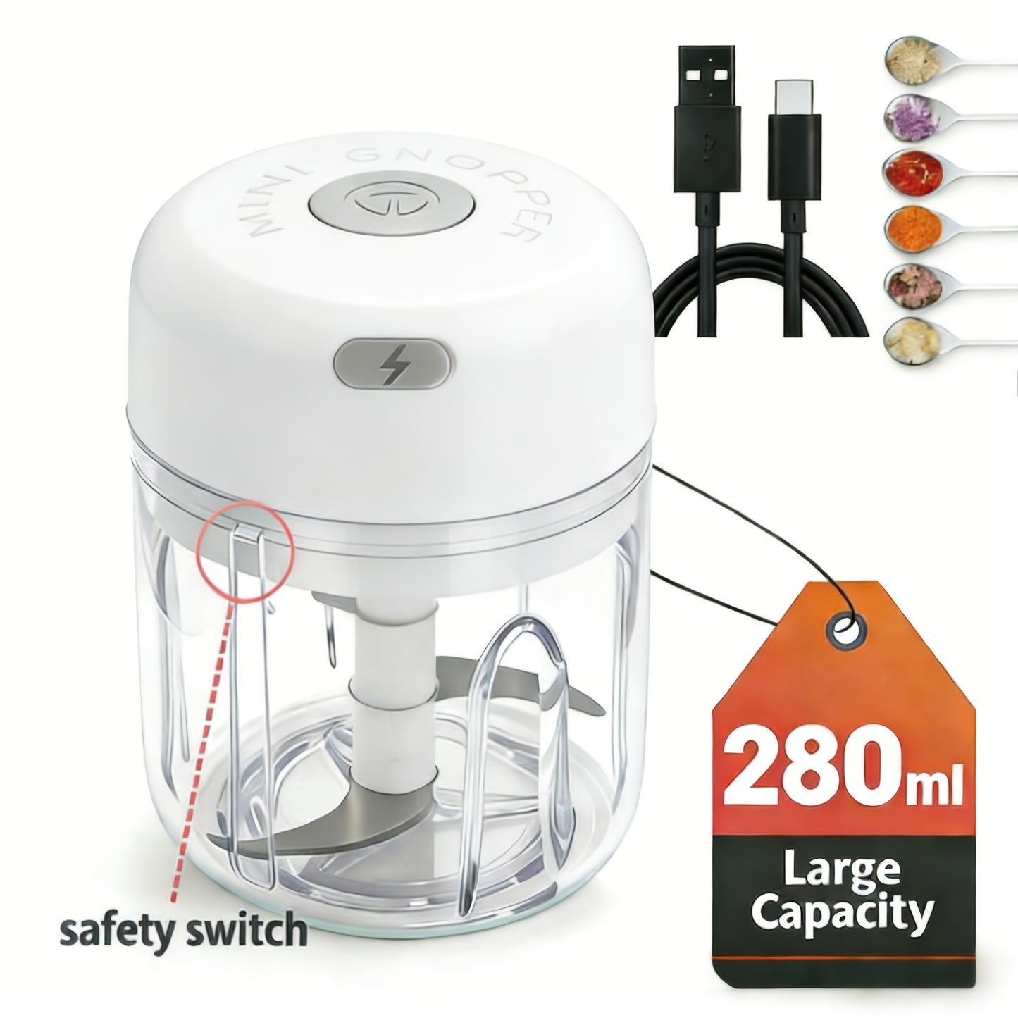CHOPTRON – Mini hachoir électrique rechargeable par USB