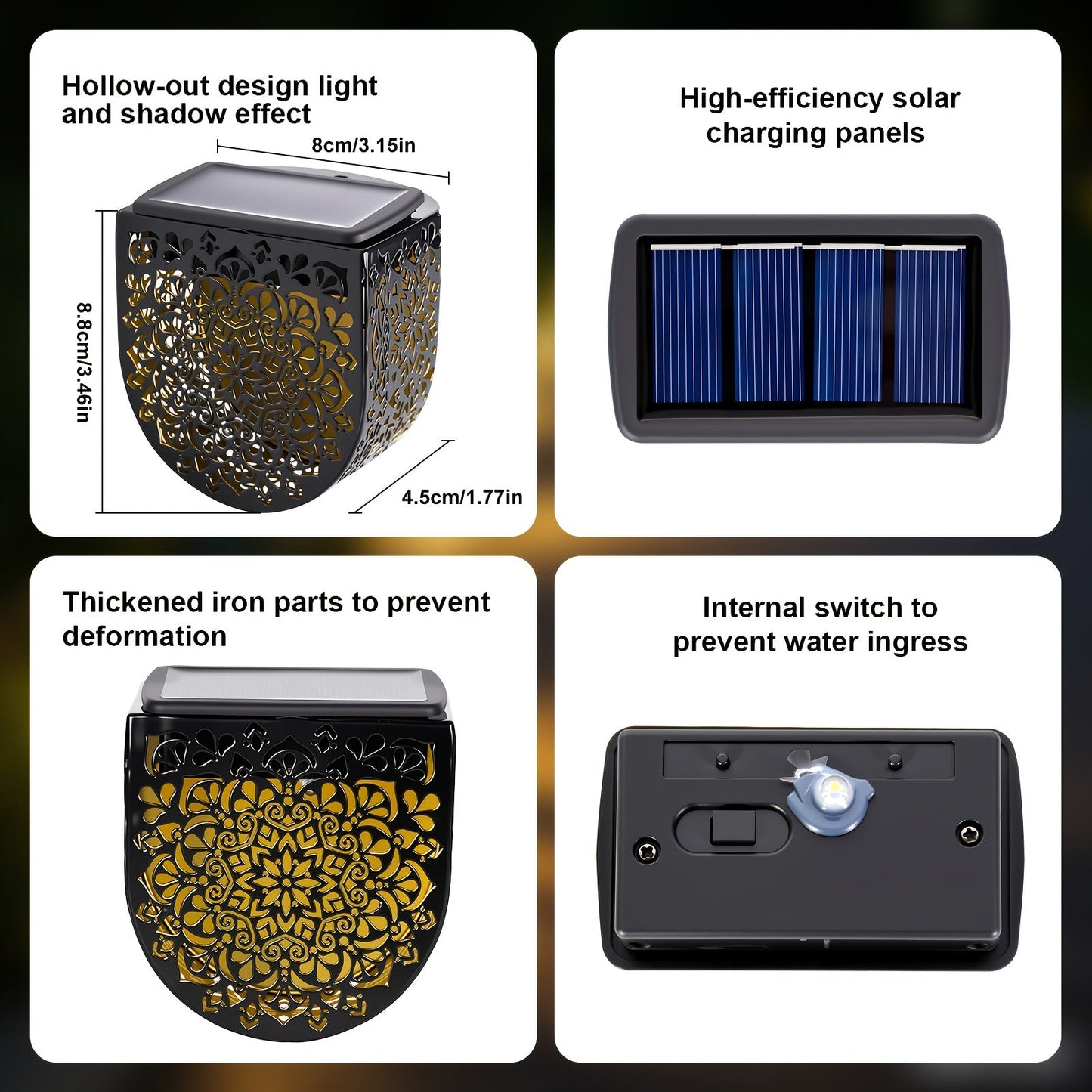 MiraLux - Solar HollowGlow Outdoor Fence Lights 4-Pack