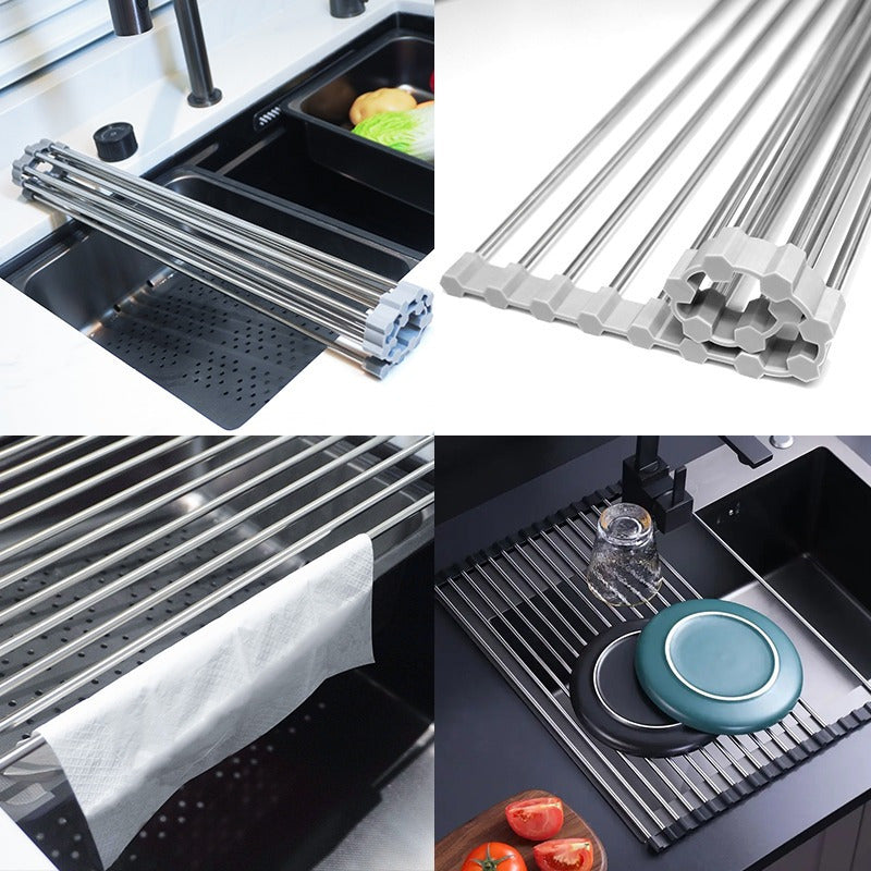 ROLLSINK – Égouttoir à vaisselle en acier inoxydable enroulable