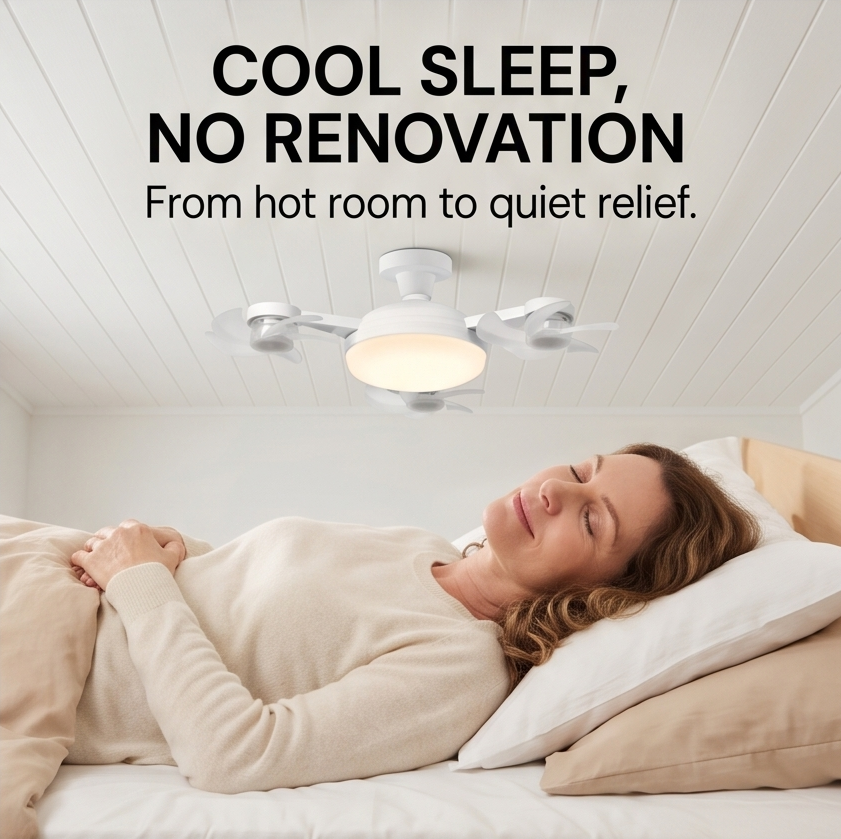 QUADAIR – LED-loftlampe med fire ventilatorer til komfort i hverdagen
