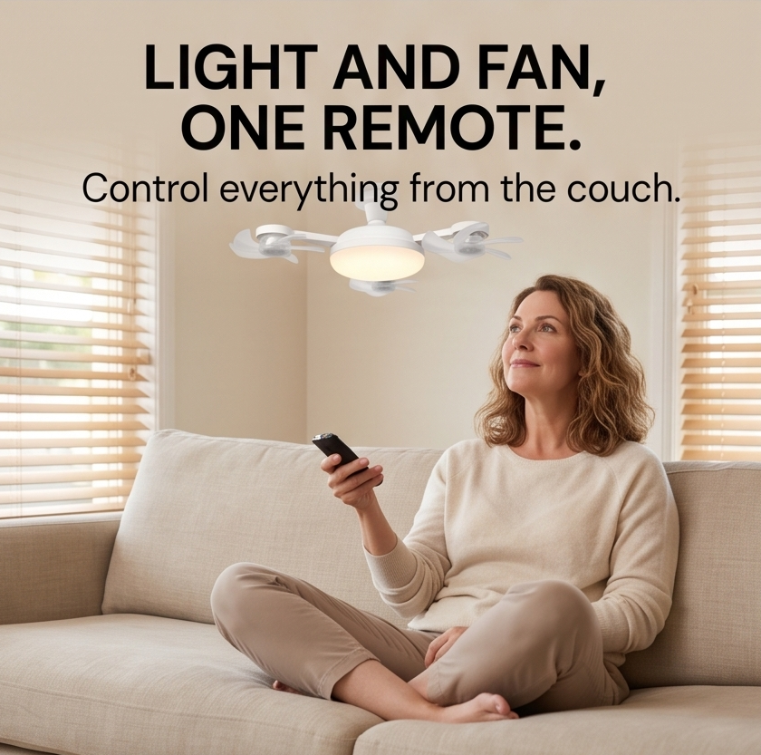 QUADAIR – LED-loftlampe med fire ventilatorer til komfort i hverdagen