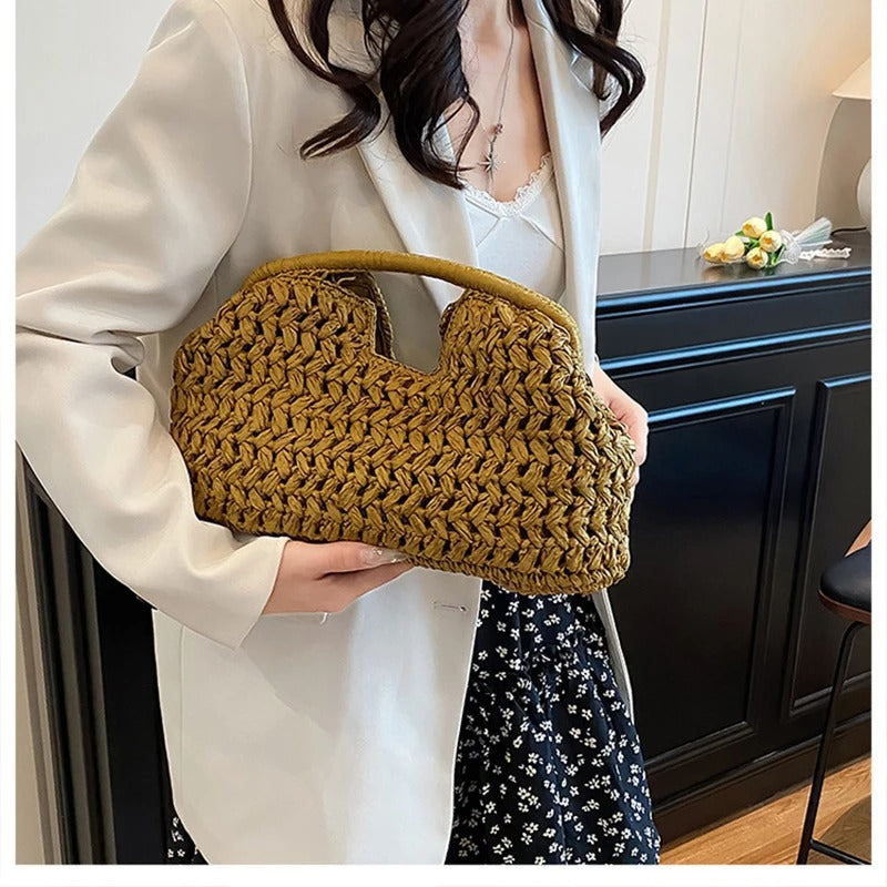 LUXEWEAVE – Sac à main en raphia tissé