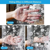 CLEARFLOW – Rideau de douche transparent étanche avec motif galets
