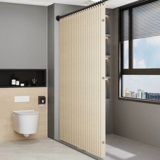 CURVASHIELD – Rideau de douche pliable en accordéon magnétique, design étanche