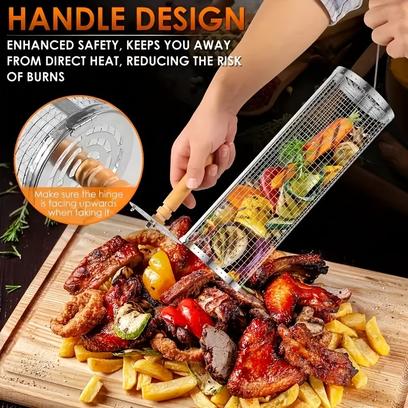 ROLLGRILL – Panier de grillade roulant en acier inoxydable