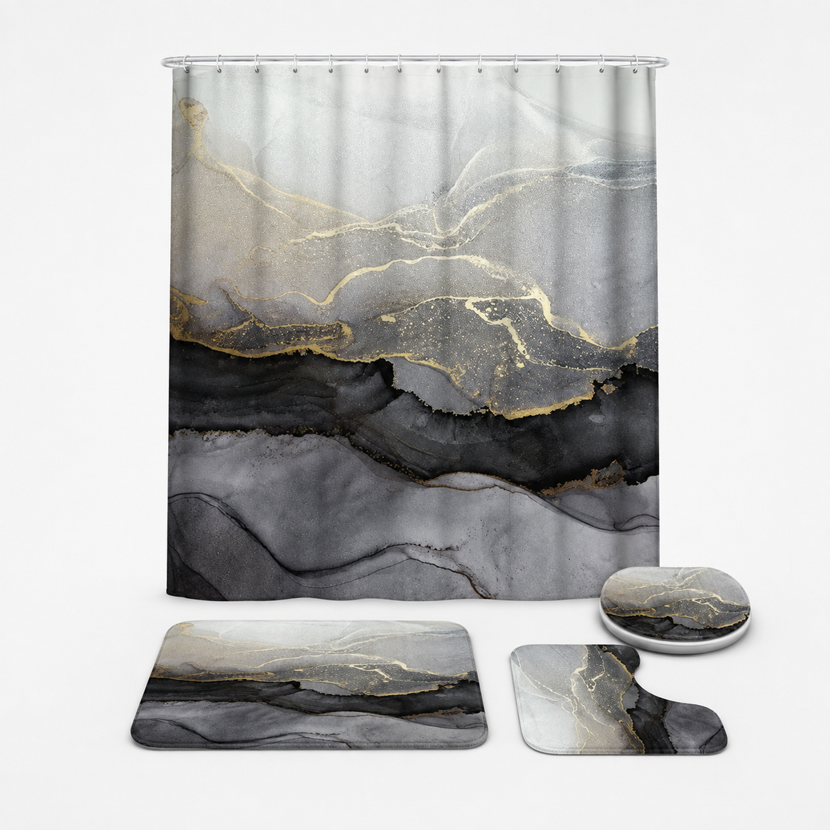 VEINELLE – Marble Print Shower Curtain for Graceful Bathroom Privacy
