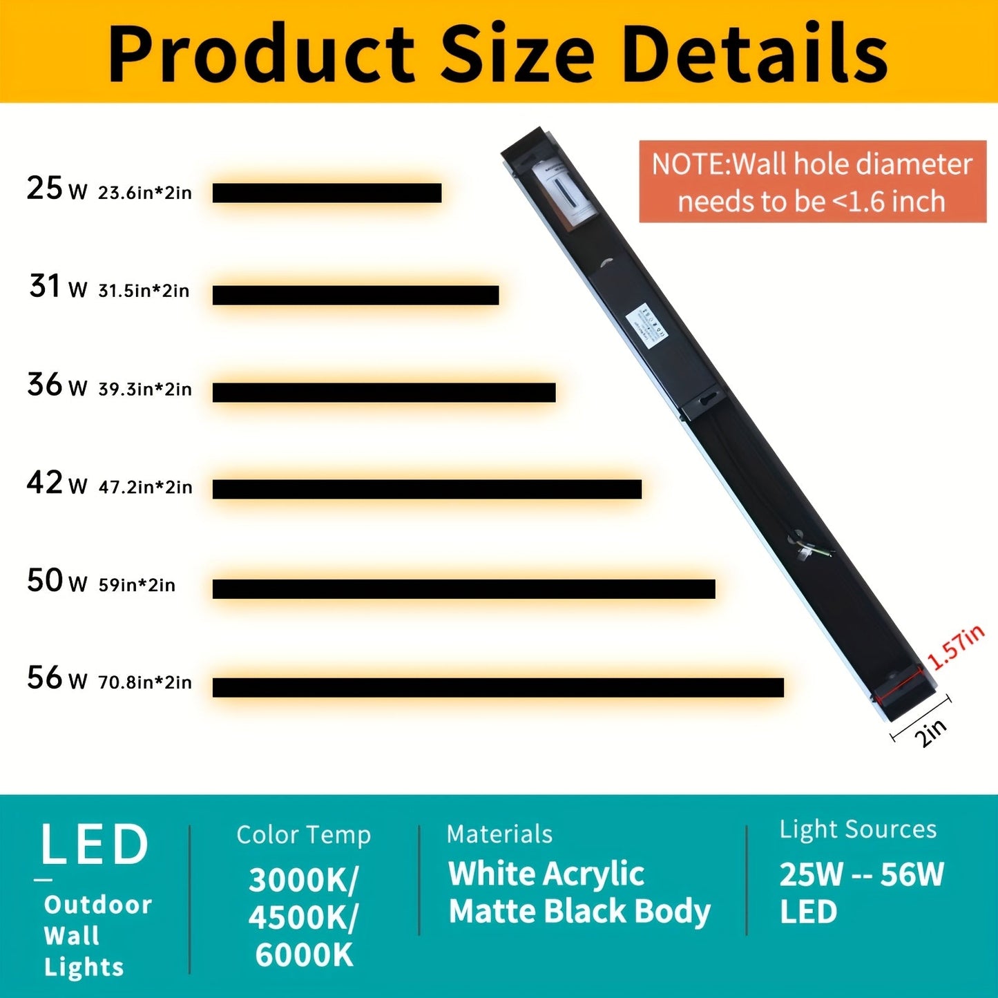 Brillanova - Dimmable Long Outdoor Wall Sconce