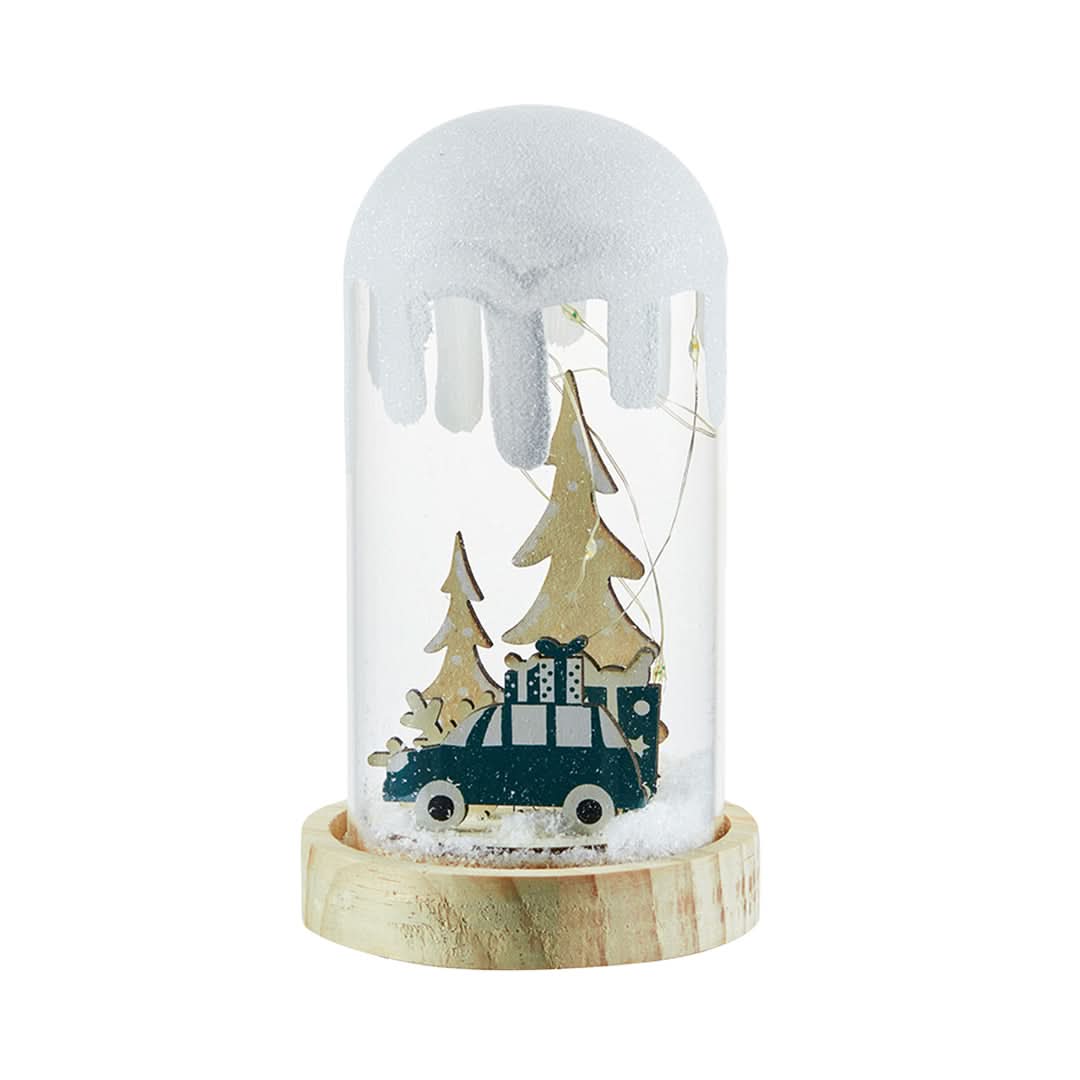 SNOWGLOW – Lampada da tavolo con scena natalizia innevata per un'atmosfera festosa