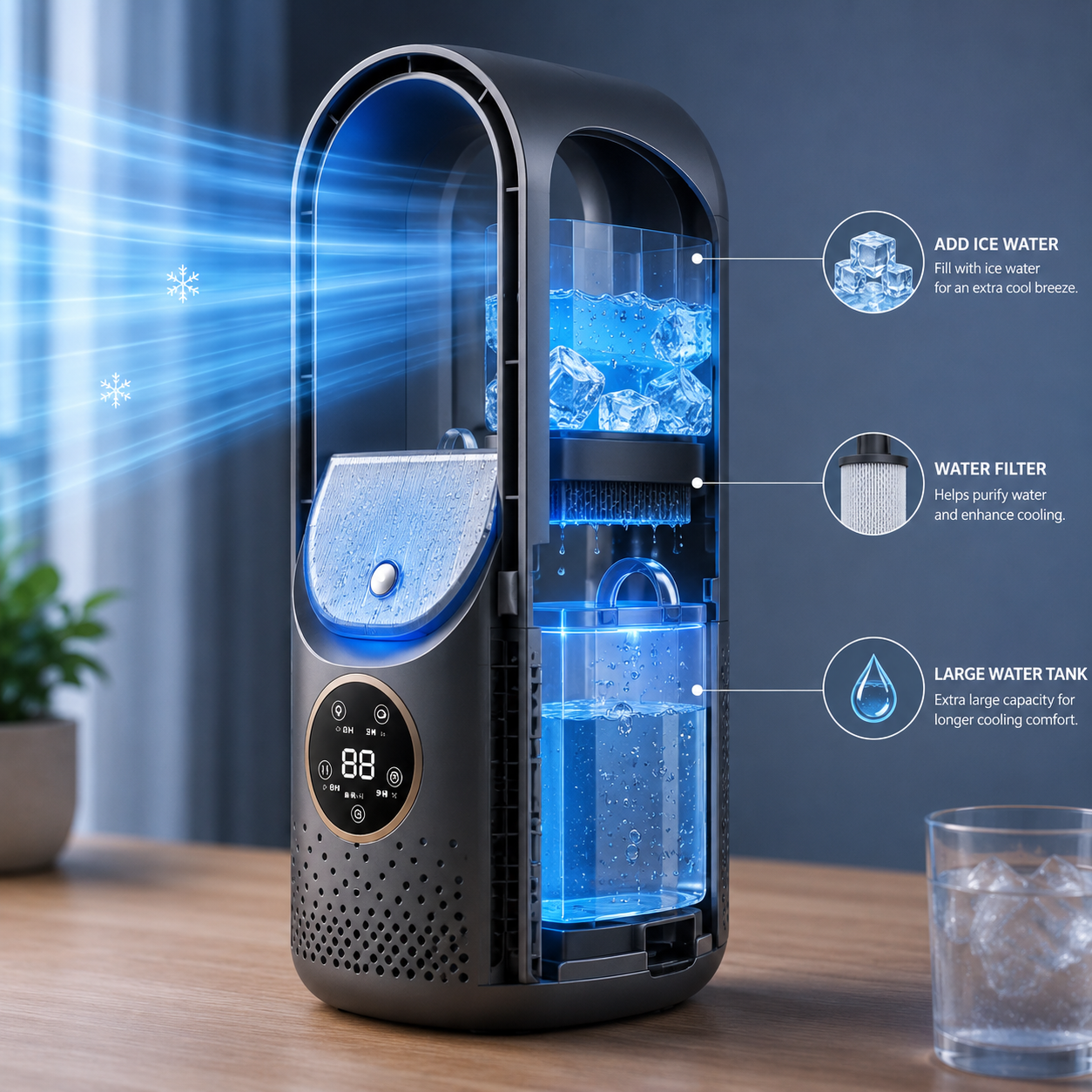 COOLBRIX - Compact Bladeless Portable Air Conditioner - Silent Cooling for Home & Office
