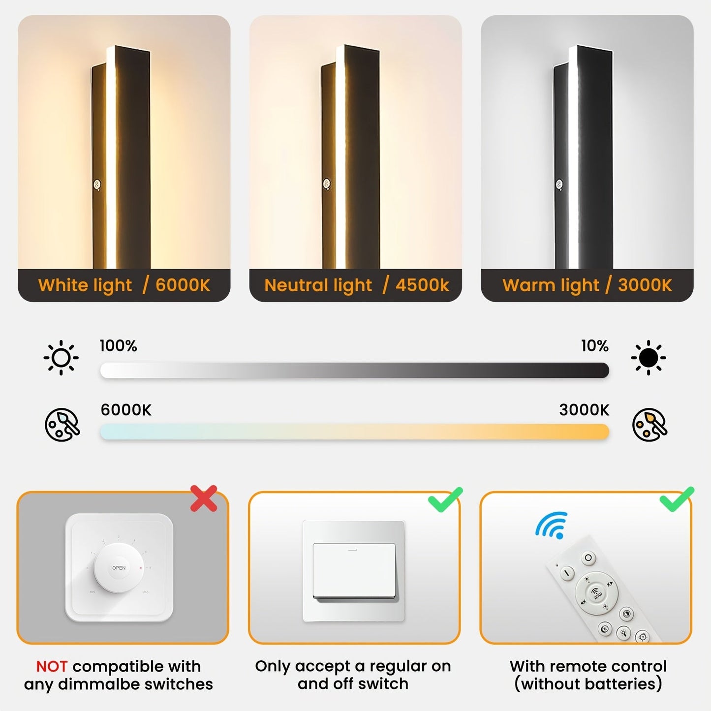 Brillanova - Dimmable Long Outdoor Wall Sconce