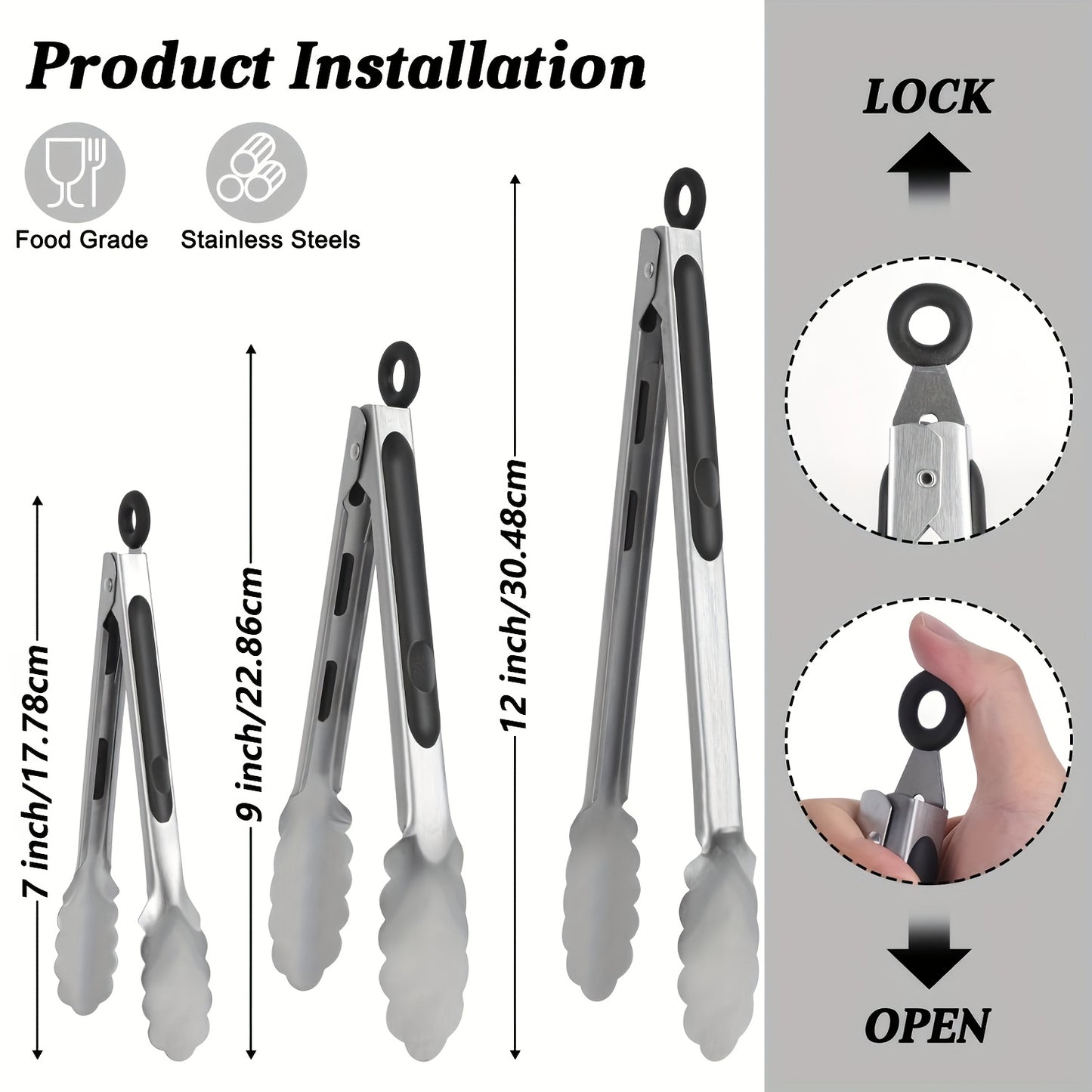 TONGIX – Stainless Steel Locking Kitchen Tongs