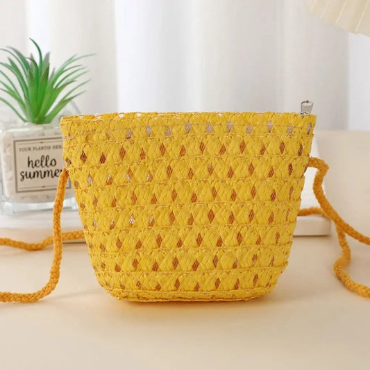 MINIBLOOM – Woven Straw Crossbody Mini Bag