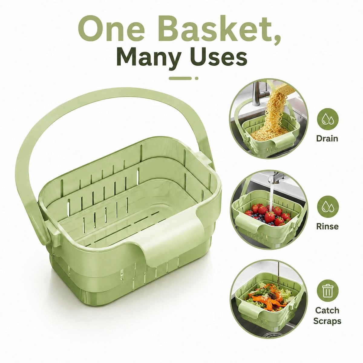 COLLAFLEX – Retractable Hanging Colander for Space-Saving Organization