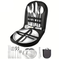 TREKDINE – Portable Food Tongs & Plates Travel Set