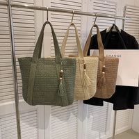 BOHOWEAVE – Woven Raffia Shoulder Tote Bag