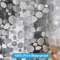 CLEARFLOW – Rideau de douche transparent étanche avec motif galets