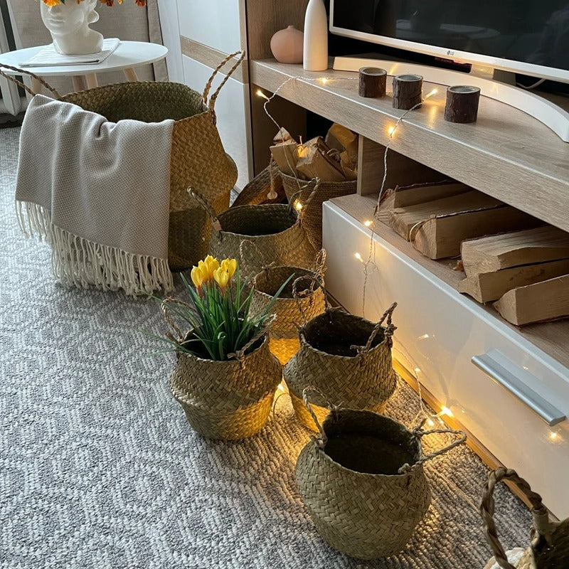 EARTHWEAVE – Panier de rangement tressé en herbe marine