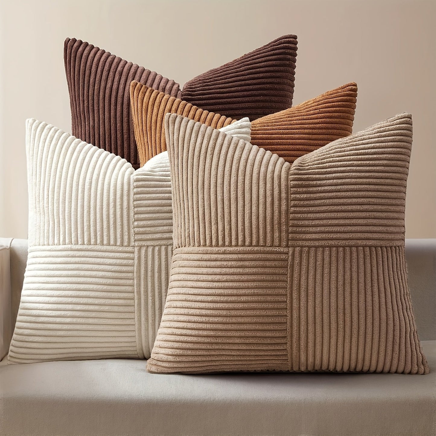 Loomara - Retro Corduroy Patchwork Pillow Covers