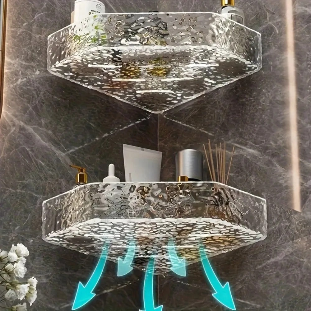 GLACIERA – Organisateur d’étagère de salle de bain design glacier d’angle