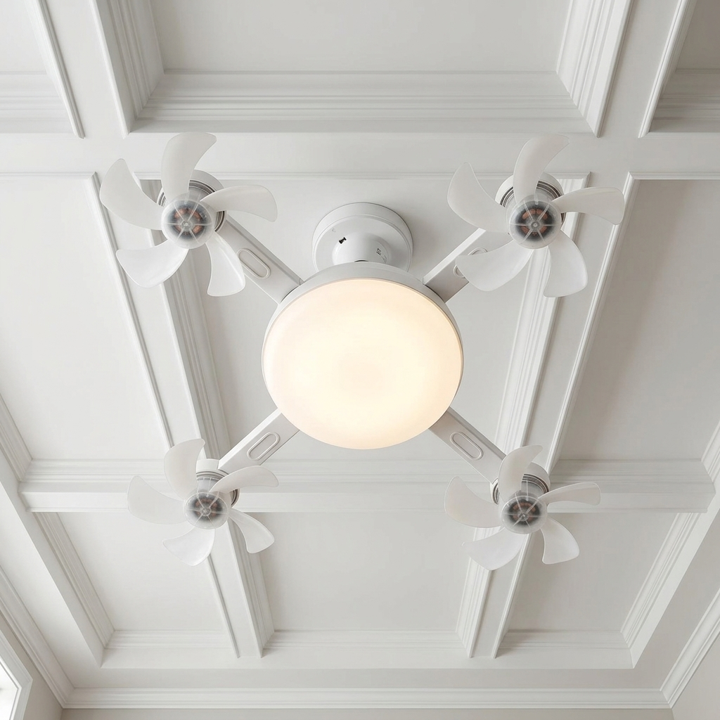 QUADAIR – LED-loftlampe med fire ventilatorer til komfort i hverdagen