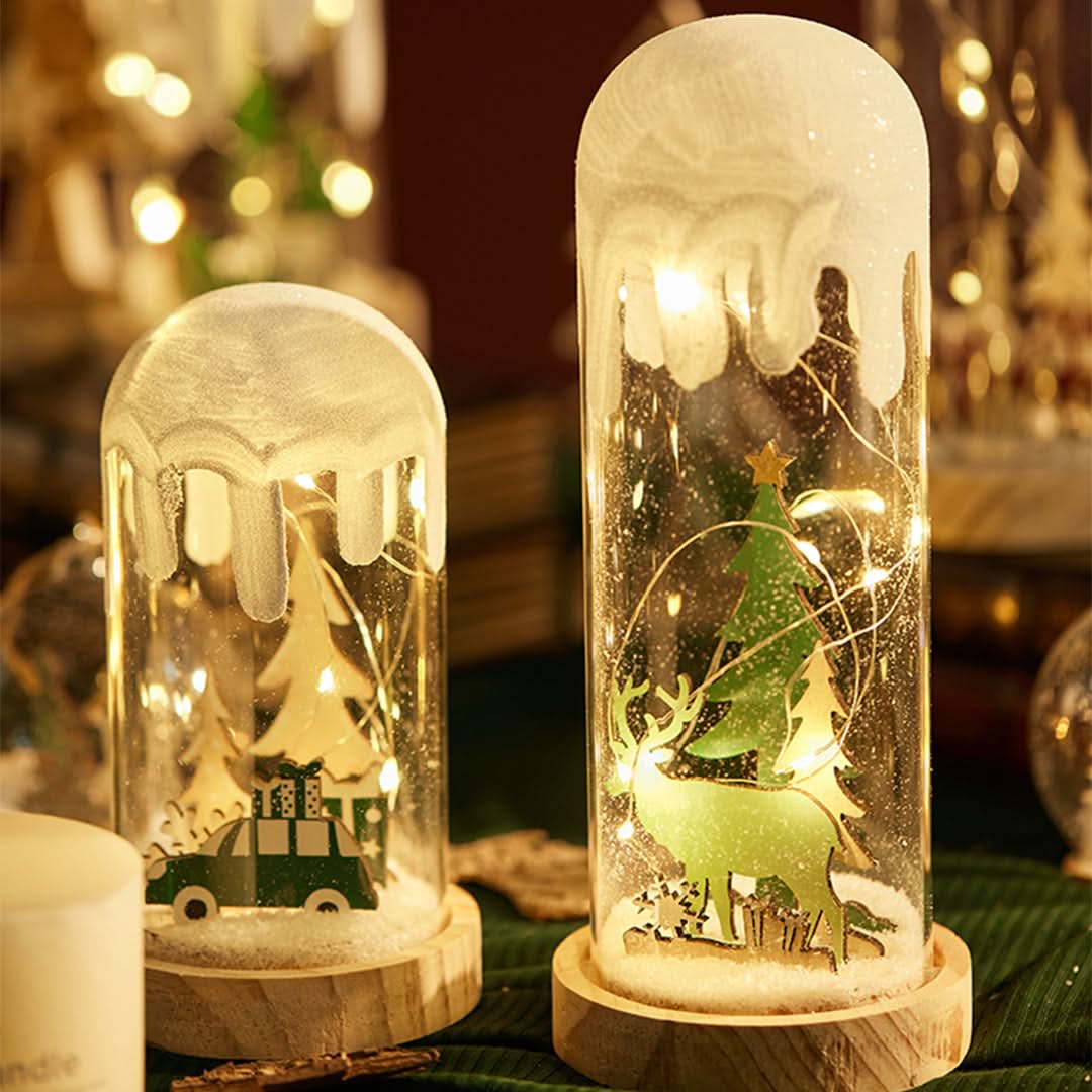 SNOWGLOW – Lampada da tavolo con scena natalizia innevata per un'atmosfera festosa