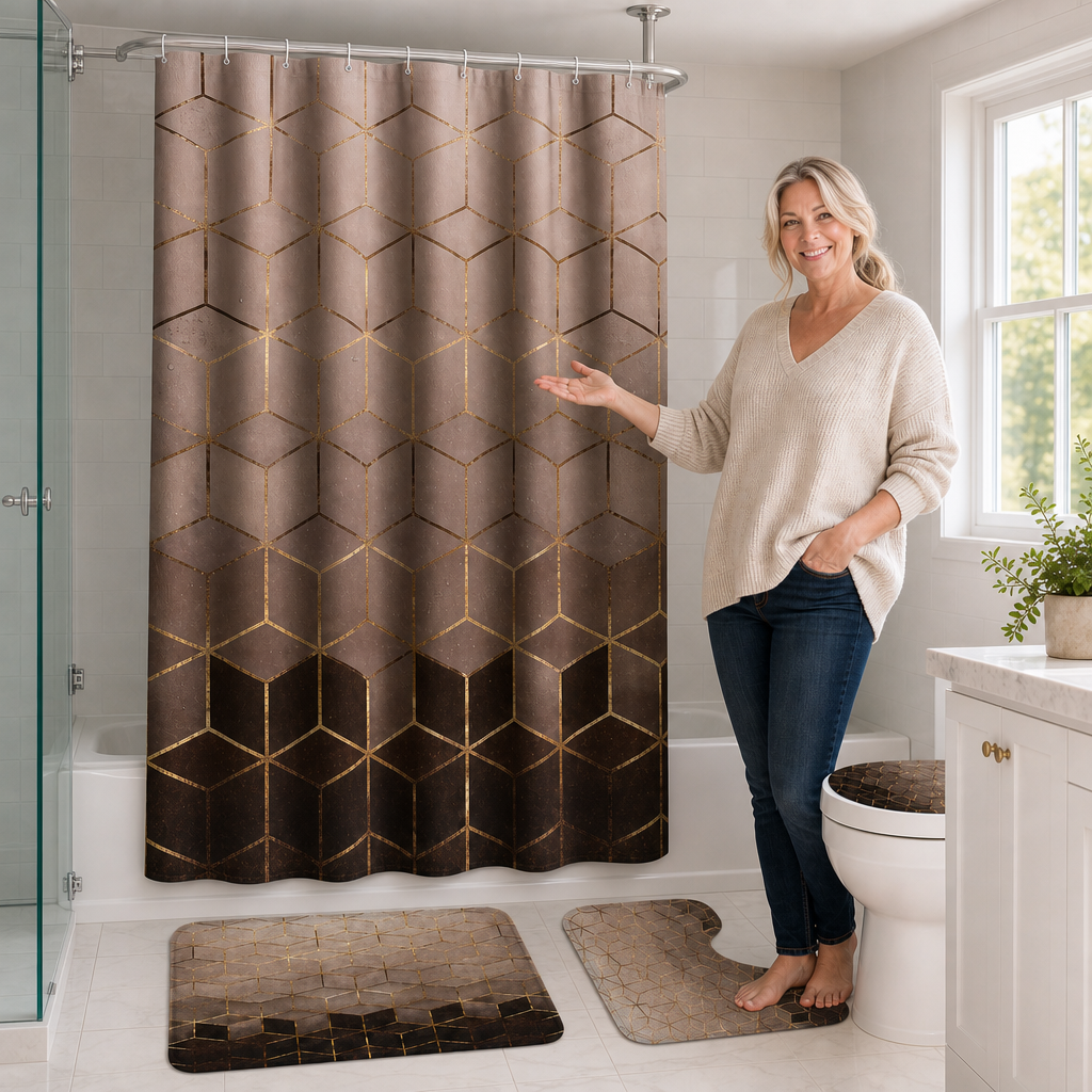 VEINELLE – Marble Print Shower Curtain for Graceful Bathroom Privacy