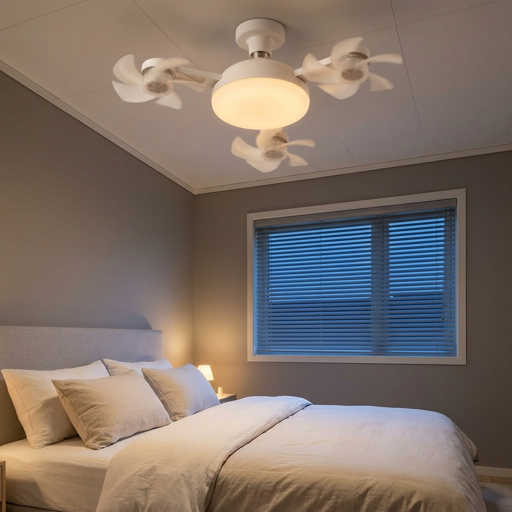 QUADAIR – LED-loftlampe med fire ventilatorer til komfort i hverdagen