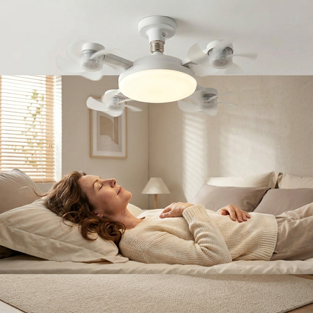 QUADAIR – LED-loftlampe med fire ventilatorer til komfort i hverdagen