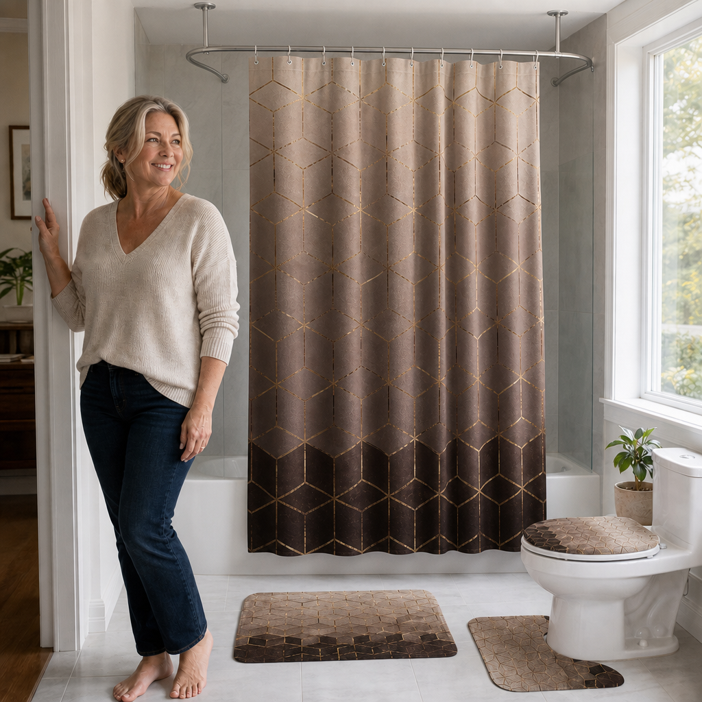 VEINELLE – Marble Print Shower Curtain for Graceful Bathroom Privacy
