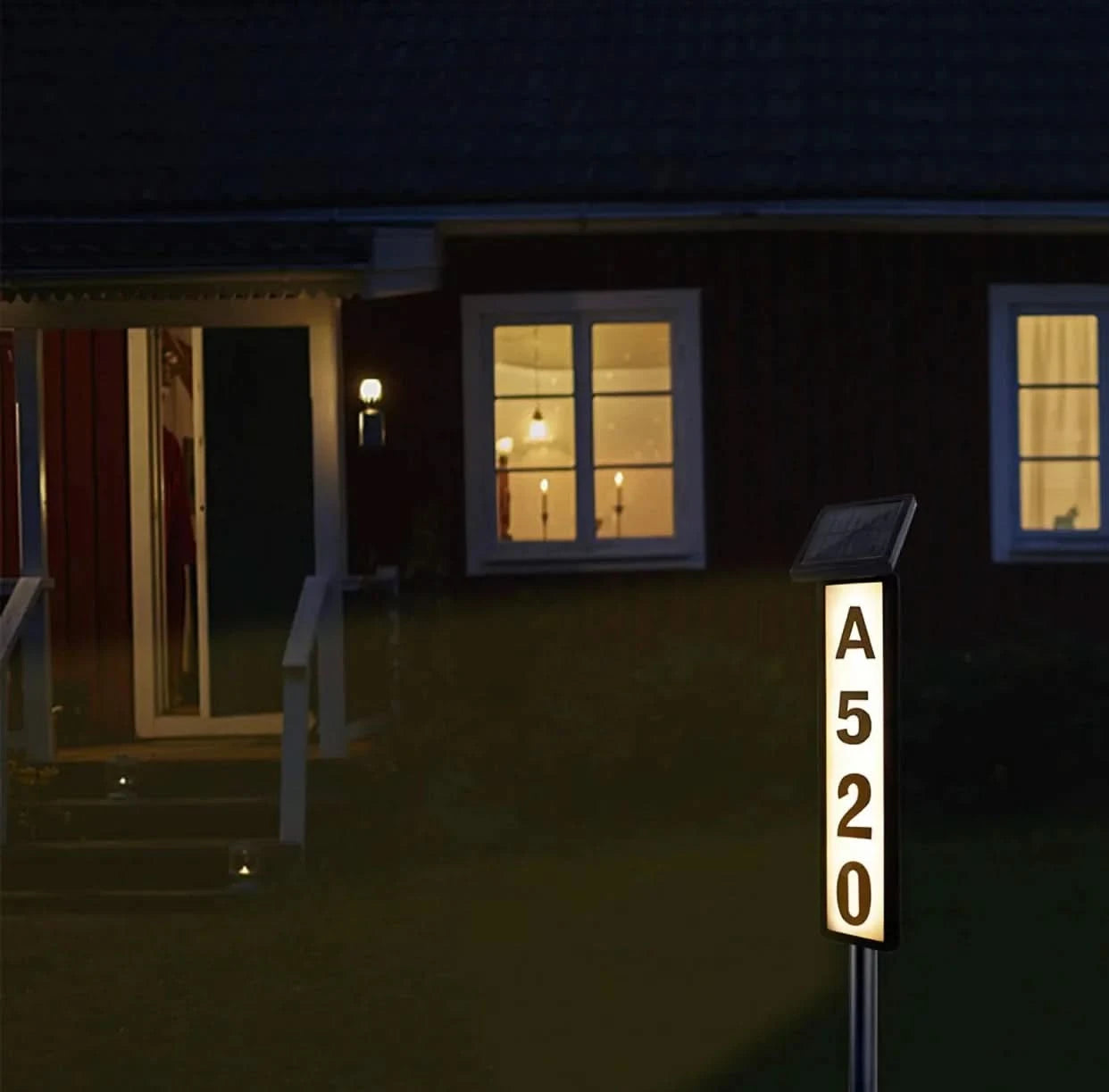 NIGHTBEACON – Solar House Address Sign for Evening Visibility