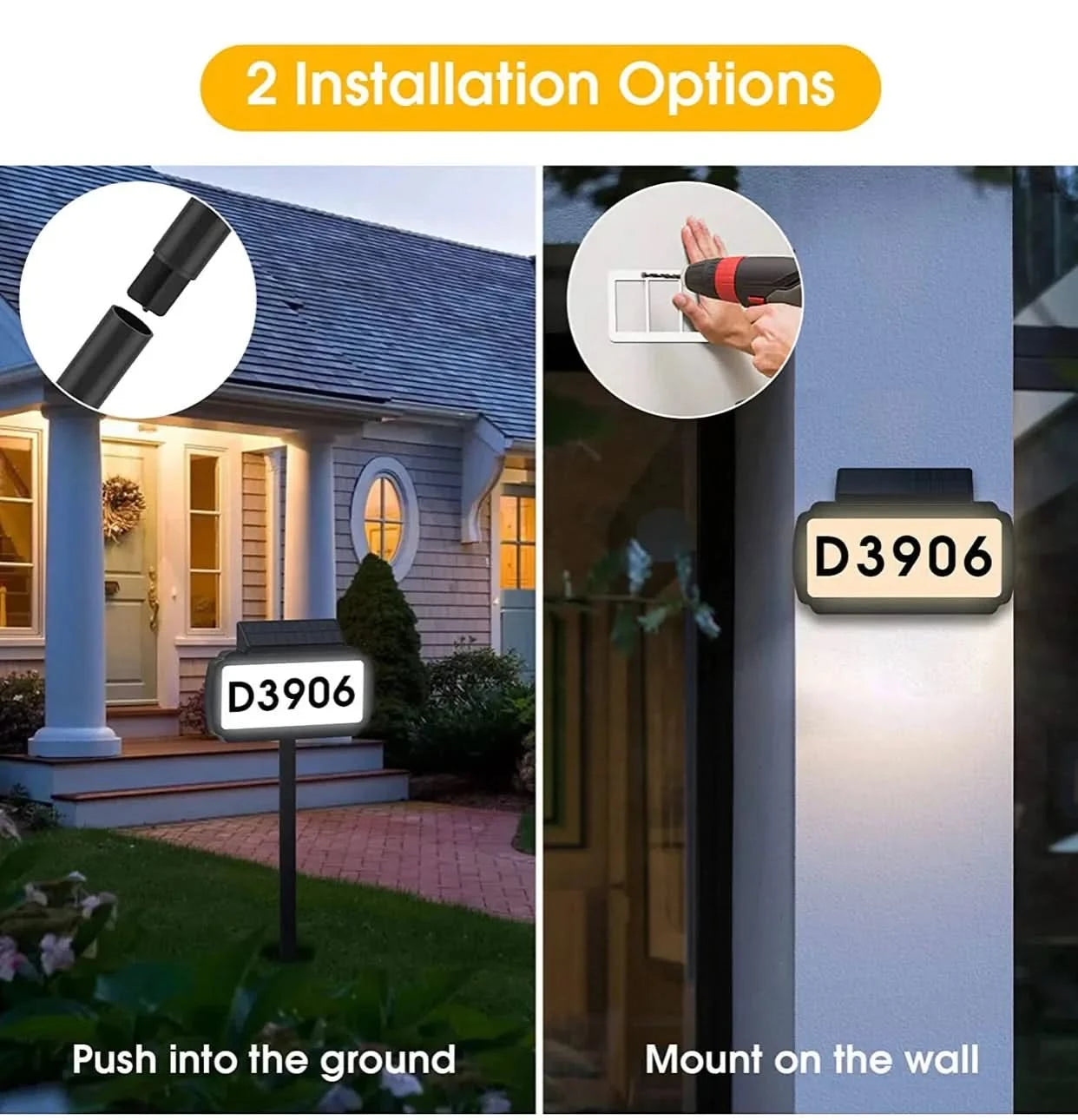 NIGHTBEACON – Solar House Address Sign for Evening Visibility
