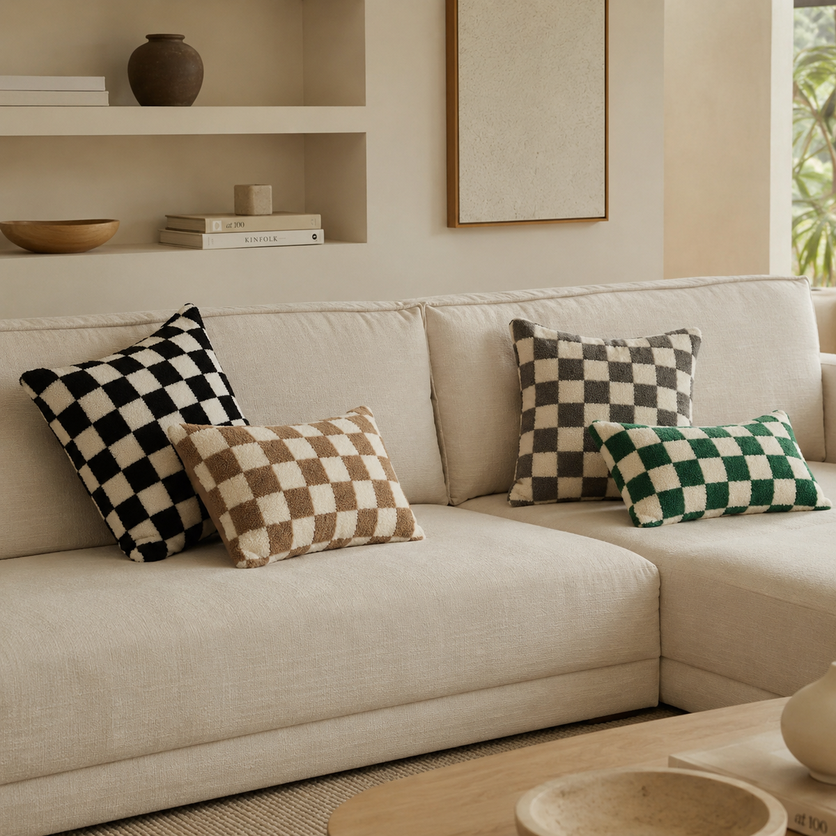 TEDDAVELIX – Plush Teddy Pillow Covers for Cozy Sofa Comfort