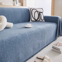 CHEVRALORA – Elegant Sofa Cover with Decorative Fringe Detailing