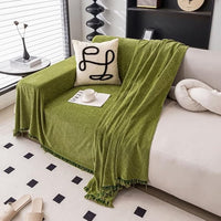 CHEVRALORA – Elegant Sofa Cover with Decorative Fringe Detailing