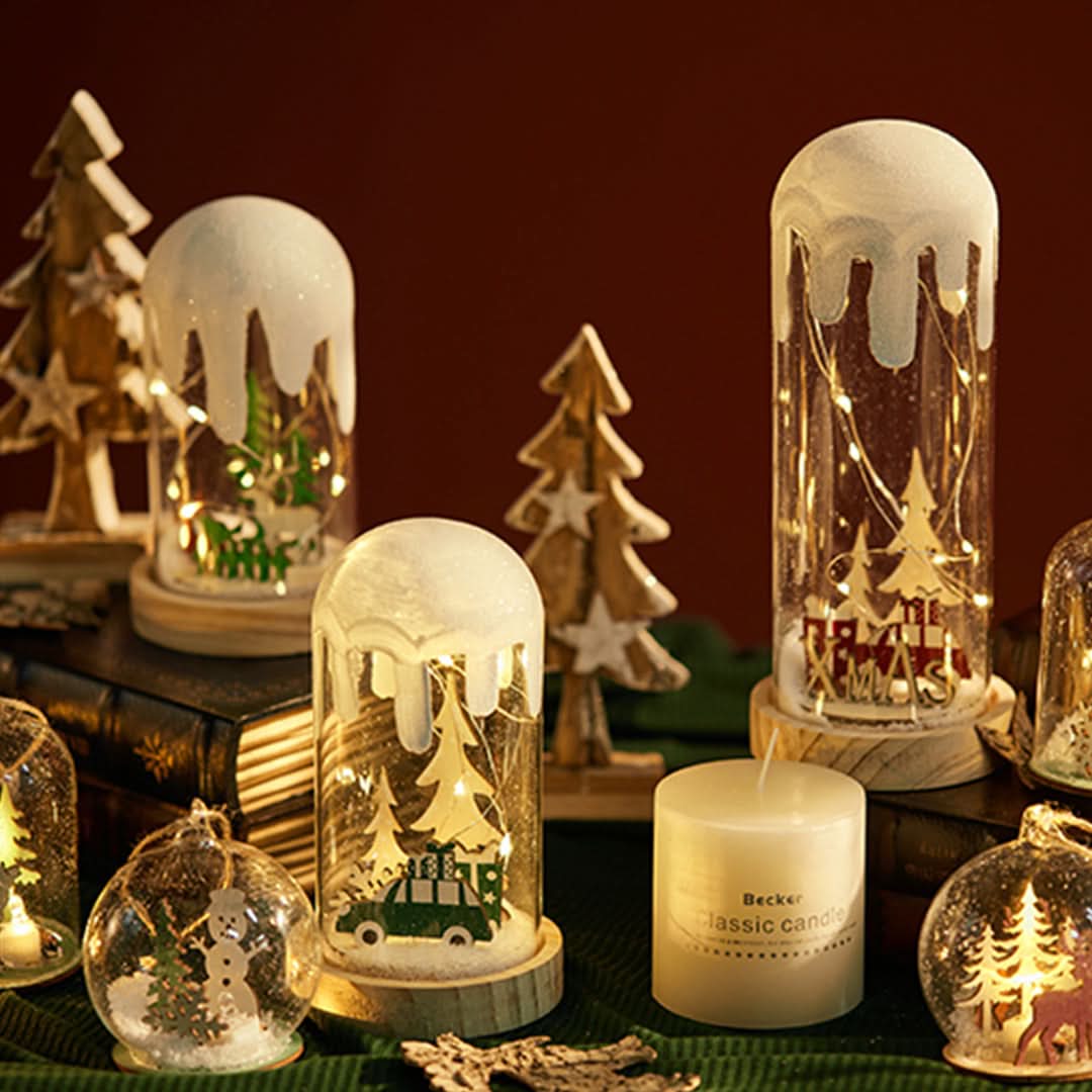 SNOWGLOW – Lampada da tavolo con scena natalizia innevata per un'atmosfera festosa